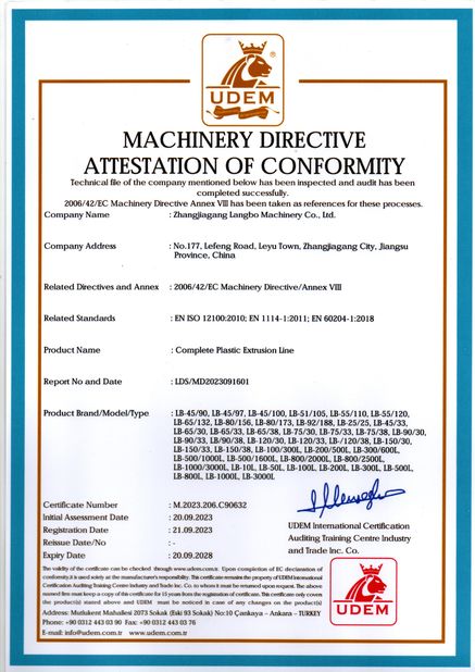 Китай Zhangjiagang Langbo Machinery Co. Ltd. Сертификаты
