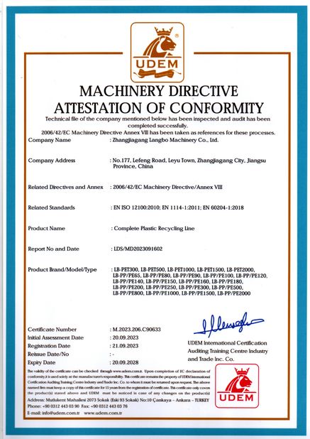 Китай Zhangjiagang Langbo Machinery Co. Ltd. Сертификаты